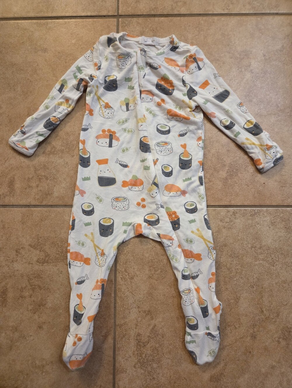 EUC Angel Dear Sushi Zipper Footie Bamboo 3 - 6 Months Baby Pajamas